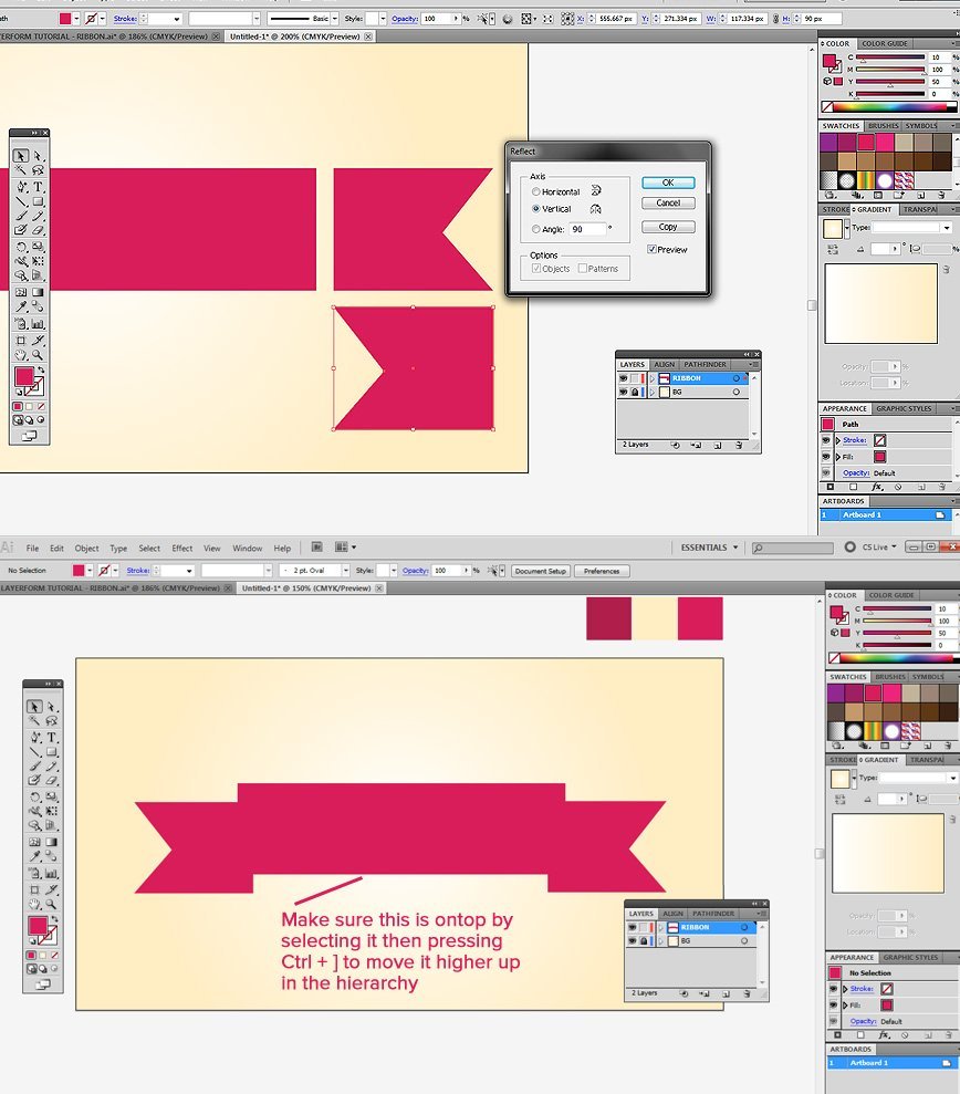 Create A Ribbon In Adobe Illustrator Layerform Design Co