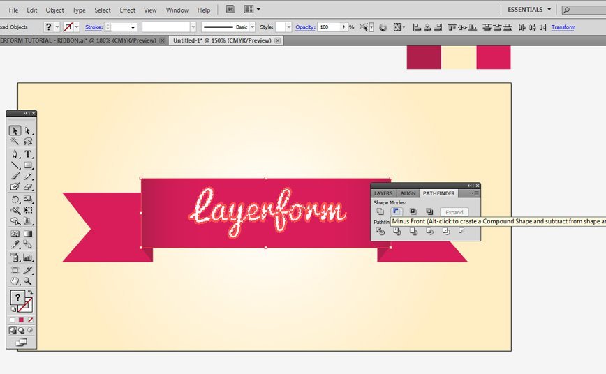 Create A Ribbon In Adobe Illustrator Layerform Design Co