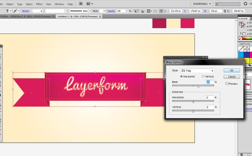 Create A Ribbon In Adobe Illustrator Layerform Design Co