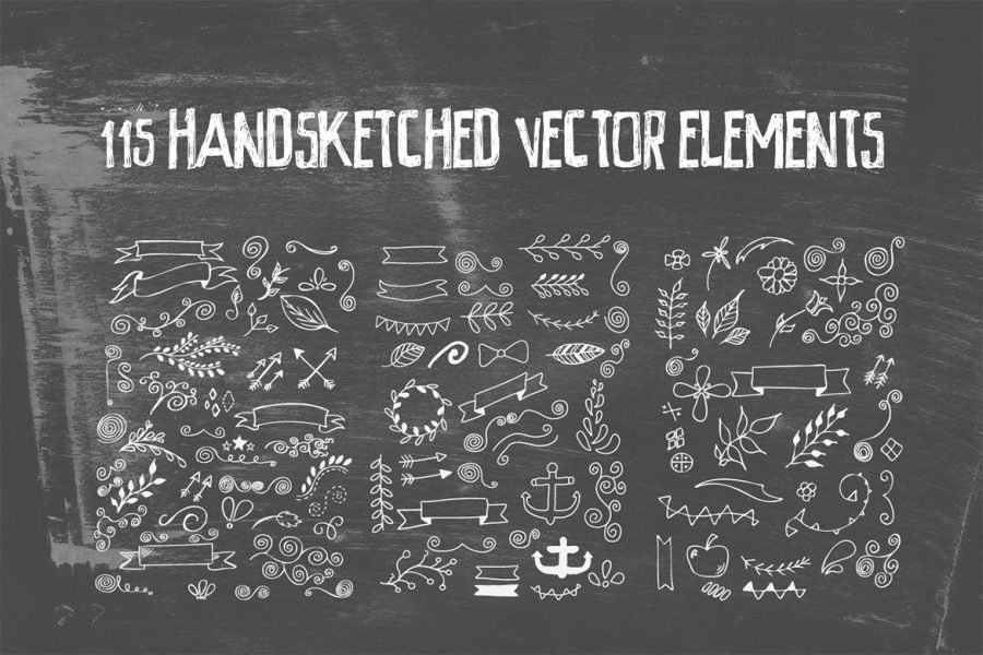 115 Handsketched Vector Elements Kit