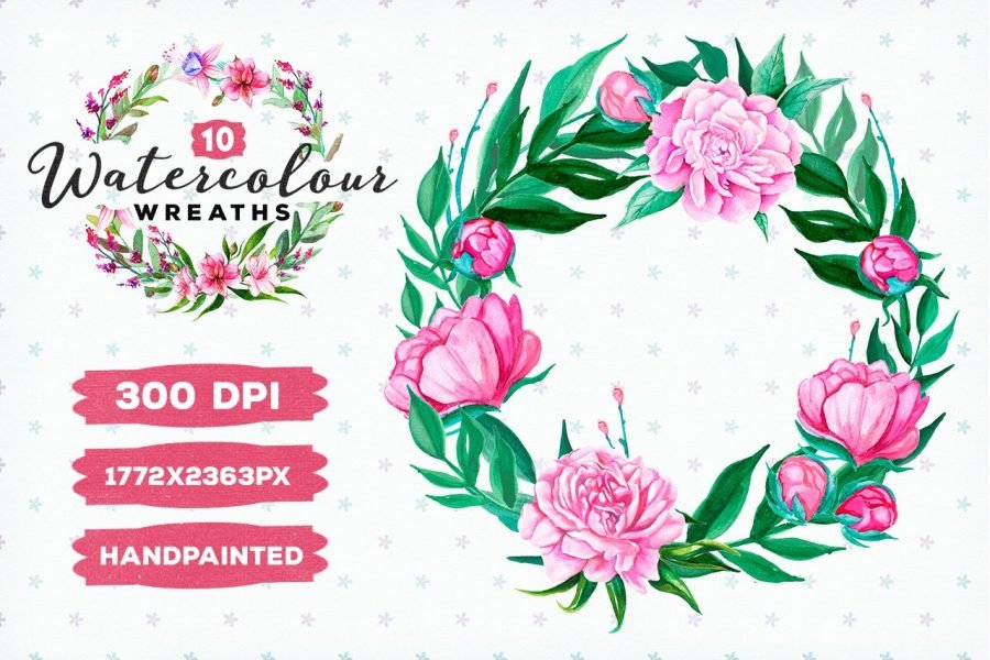 10 Watercolour Wreaths by Layerform Design Co