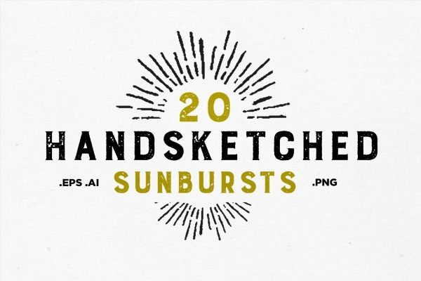 20 Handsketched Vector Sunbursts by Layerform Design Co