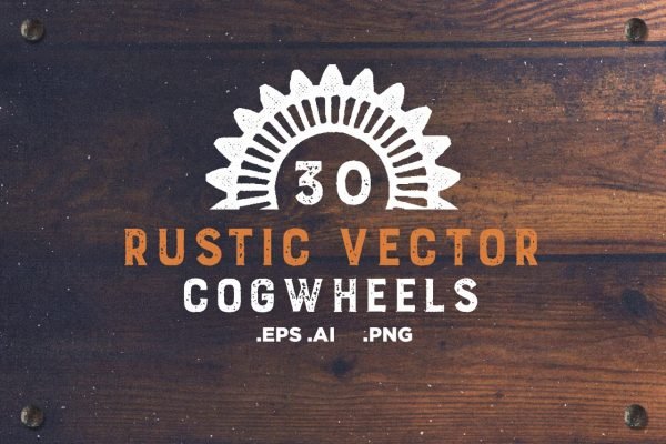 30 Rustic Vector Cogwheels by Layerform Design Co