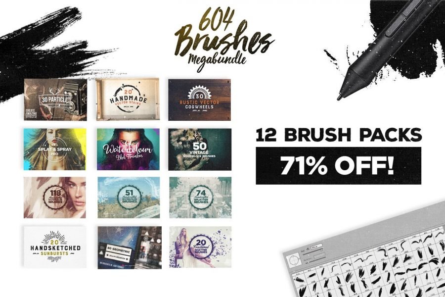 604 Photoshop Brushes Megabundle by Layerform Design Co