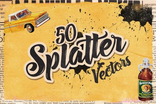 50 Handmade Splatter Vectors by Layerform Design Co