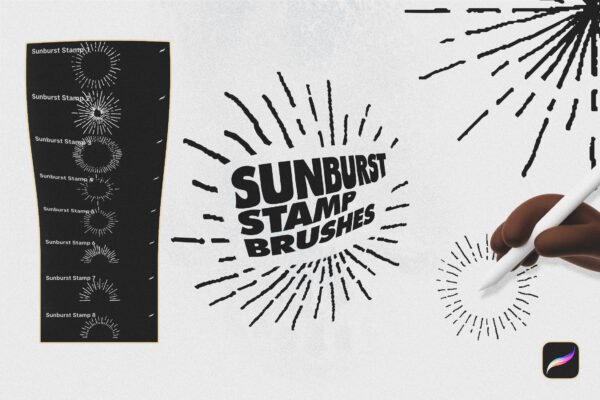 Handsketched Sunburst Stamp Brushes