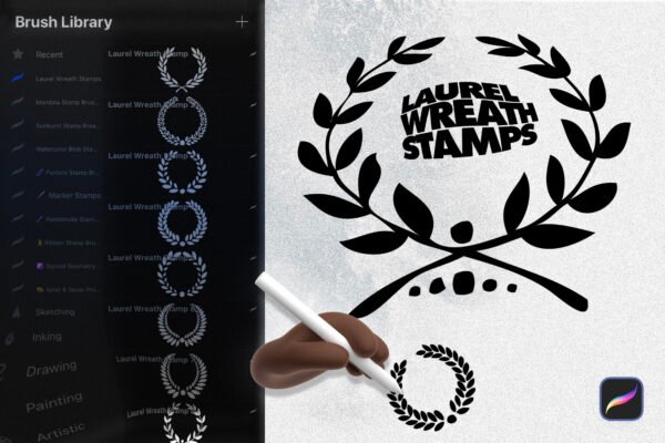 Laurel Wreath Procreate Stamp Brushes