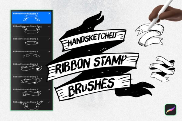 Handsketched Ribbon Procreate Stamps