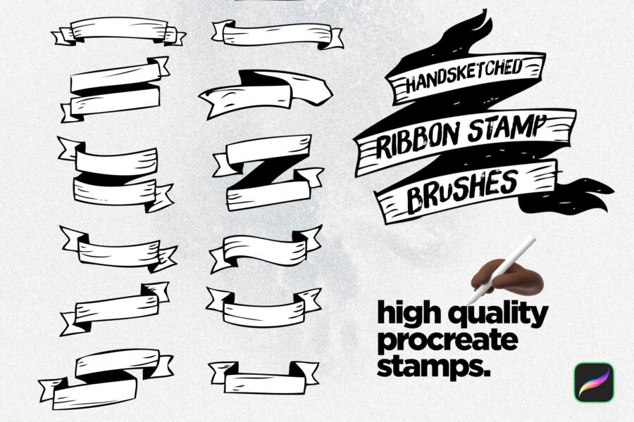 Handsketched Ribbon Procreate Stamps