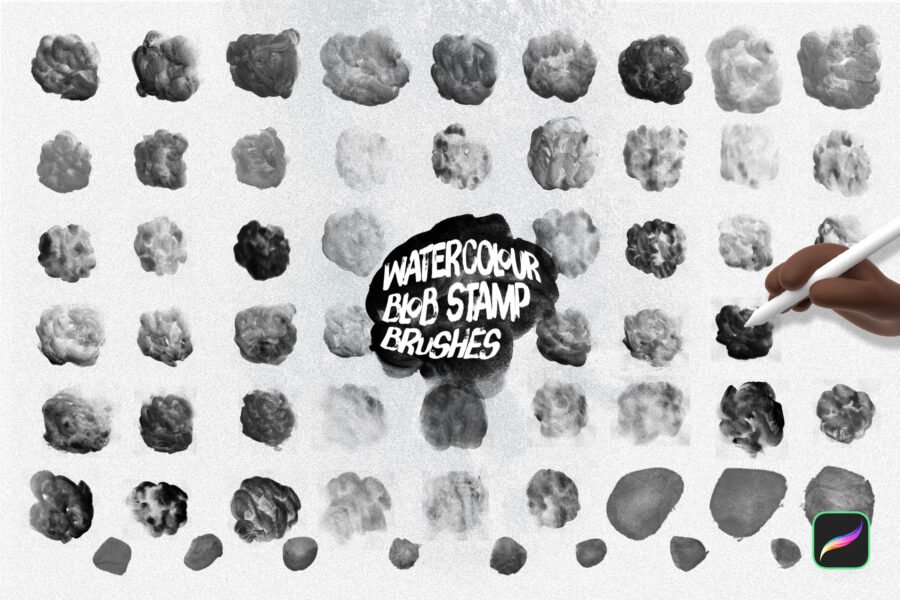 Watercolour Blob Procreate Stamp Brushes - Image 2