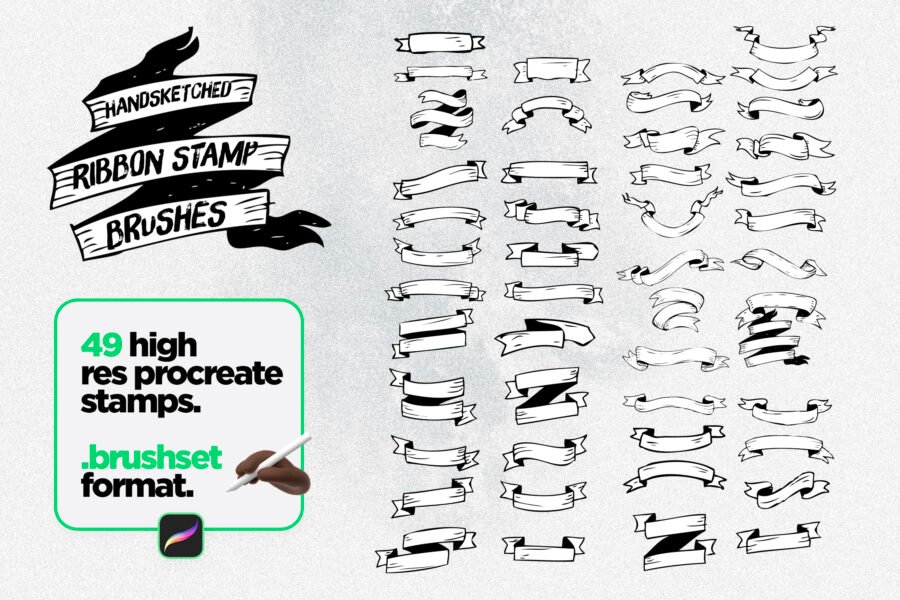 Handsketched Ribbon Procreate Stamps