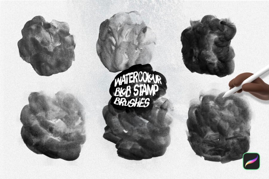 Watercolour Blob Procreate Stamp Brushes - Image 3