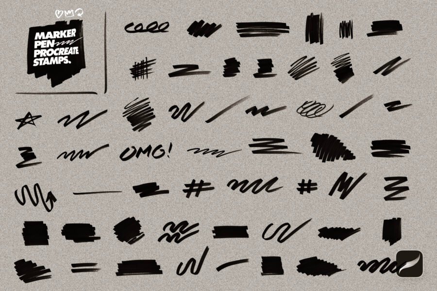 Marker Pen Procreate Stamp Brushes - Image 6